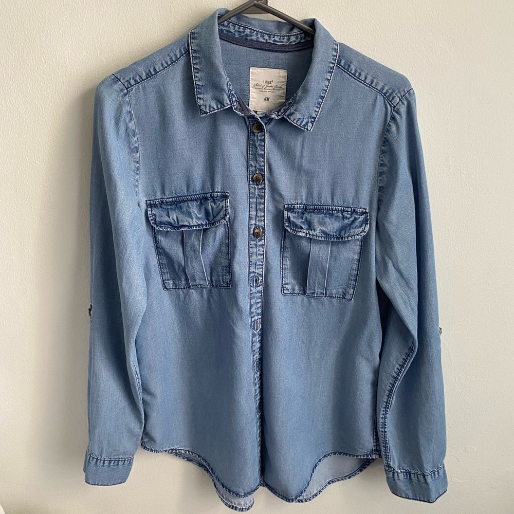 H&M Blue Casual Button Down Shirt